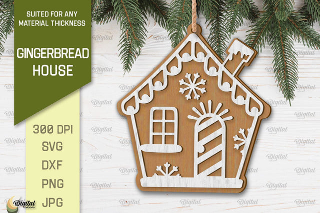 Gingerbread House Laser Cut Design. Merry Christmas SVG SVG Evgenyia Guschina 