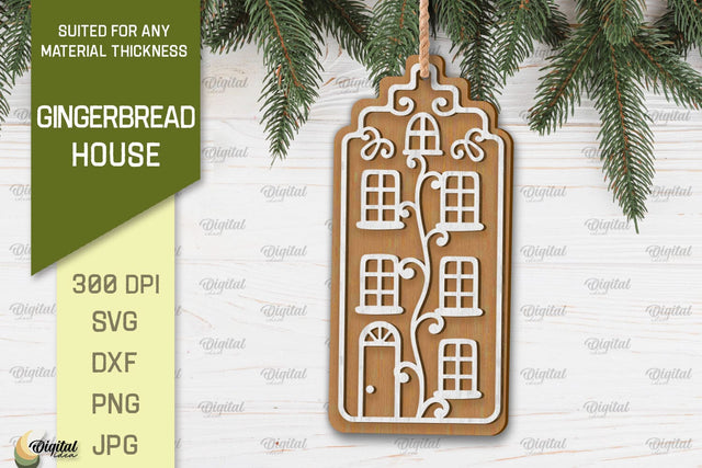 Gingerbread House Laser Cut Design. Merry Christmas SVG SVG Evgenyia Guschina 