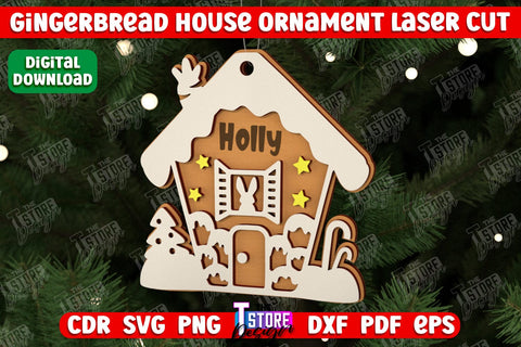 Gingerbread House Ornament Bundle | Christmas Decorations | Christmas Tree Toy | CNC Files SVG The T Store Design 