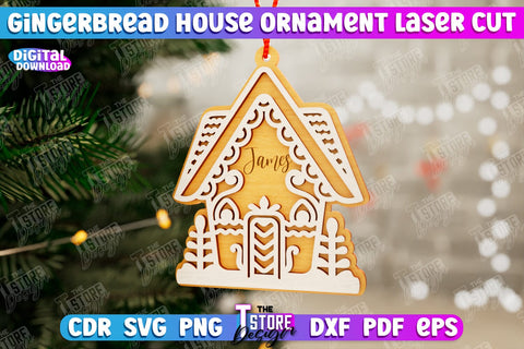 Gingerbread House Ornament Bundle | Christmas Decorations | Christmas Tree Toy | CNC Files SVG The T Store Design 