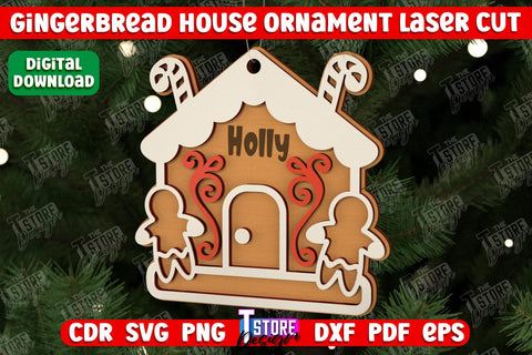 Gingerbread House Ornament Bundle | Christmas Decorations | Christmas Tree Toy | CNC Files SVG The T Store Design 