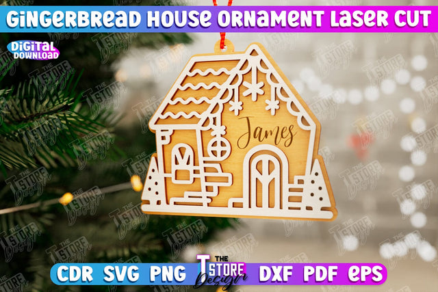 Gingerbread House Ornament | Christmas Decorations | Christmas Tree Toy | CNC File SVG The T Store Design 