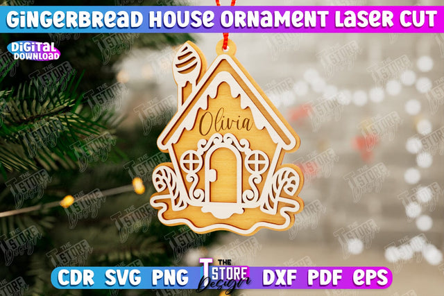 Gingerbread House Ornament | Christmas Decorations | Christmas Tree Toy | CNC File SVG The T Store Design 