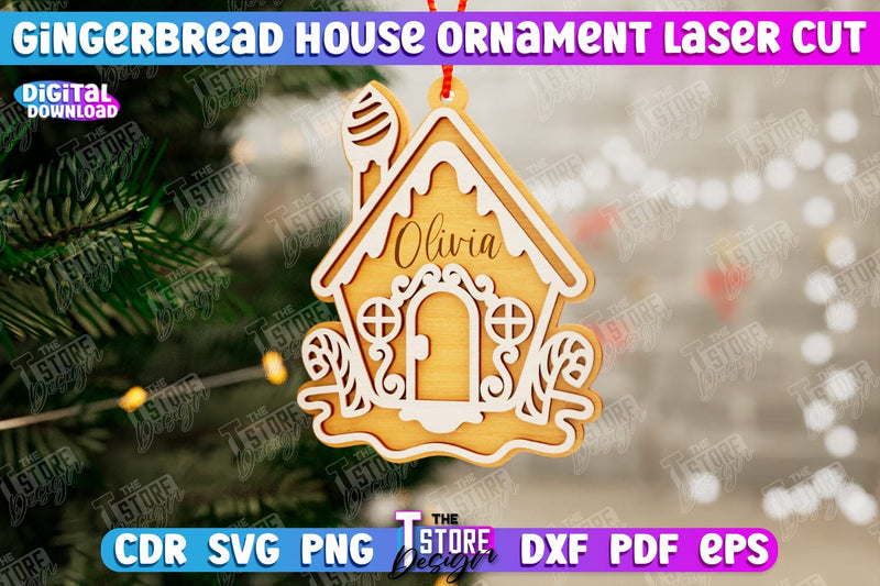 Gingerbread House Ornament | Christmas Decorations | Christmas Tree Toy | CNC File SVG The T Store Design 