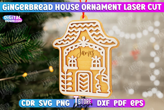 Gingerbread House Ornament | Christmas Decorations | Christmas Tree Toy | CNC File SVG The T Store Design 