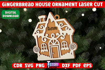 Gingerbread House Ornament | Christmas Decorations | Christmas Tree Toy | CNC File SVG The T Store Design 