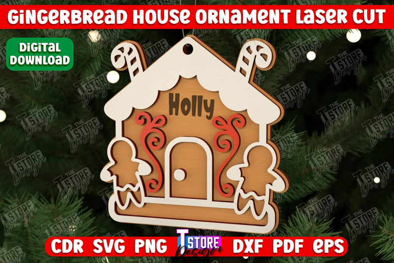 Gingerbread House Ornament | Christmas Decorations | Christmas Tree Toy | CNC File SVG The T Store Design 