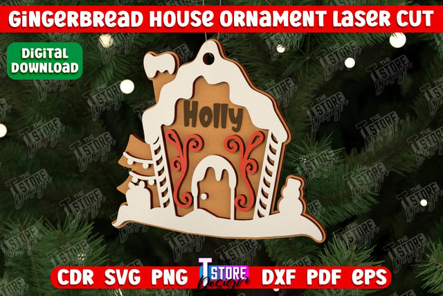 Gingerbread House Ornament | Christmas Decorations | Christmas Tree Toy | CNC File SVG The T Store Design 