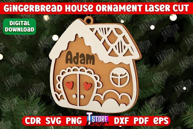 Gingerbread House Ornament | Christmas Decorations | Christmas Tree Toy | CNC File SVG The T Store Design 