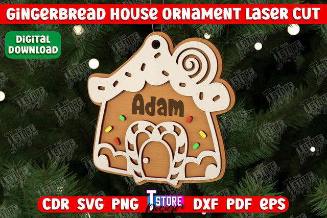 Gingerbread House Ornament | Christmas Decorations | Christmas Tree Toy | CNC File SVG The T Store Design 
