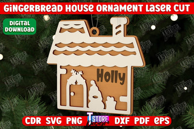 Gingerbread House Ornament | Christmas Decorations | Christmas Tree Toy | CNC File SVG The T Store Design 