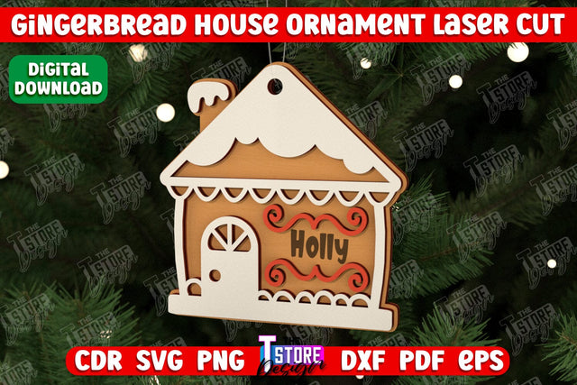 Gingerbread House Ornament | Christmas Decorations | Christmas Tree Toy | CNC File SVG The T Store Design 