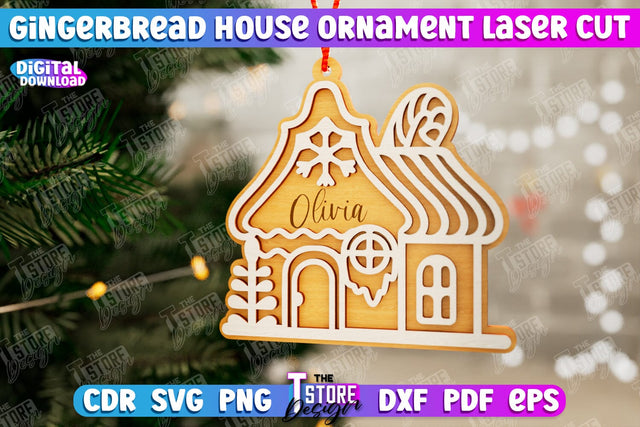 Gingerbread House Ornament | Christmas Decorations | Christmas Tree Toy | CNC File SVG The T Store Design 
