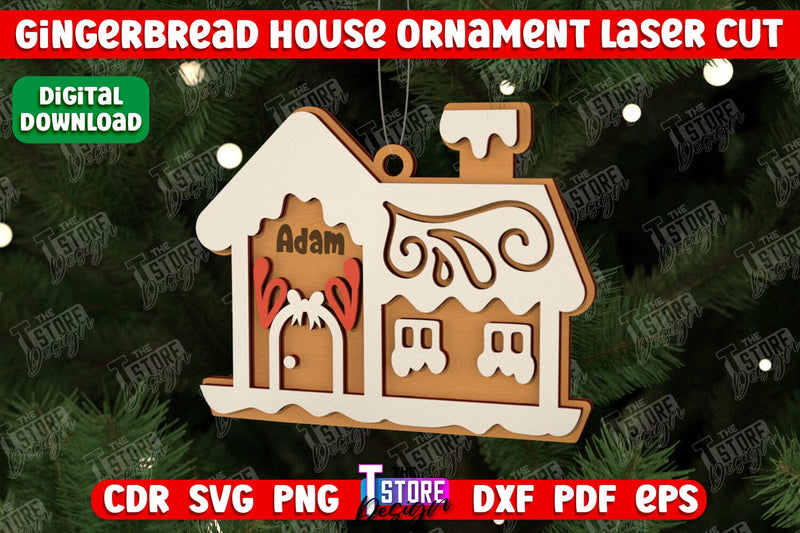 Gingerbread House Ornament | Christmas Decorations | Christmas Tree Toy | CNC File SVG The T Store Design 