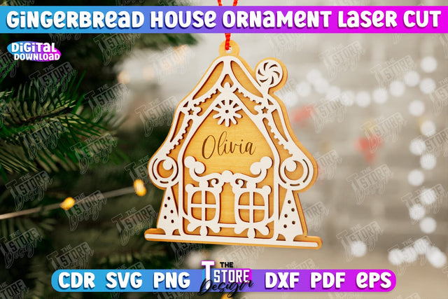 Gingerbread House Ornament | Christmas Decorations | Christmas Tree Toy | CNC File SVG The T Store Design 