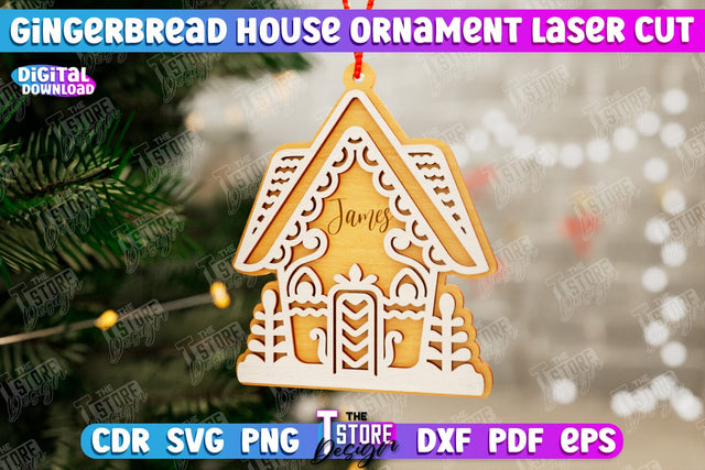 Gingerbread House Ornament | Christmas Decorations | Christmas Tree Toy | CNC File SVG The T Store Design 