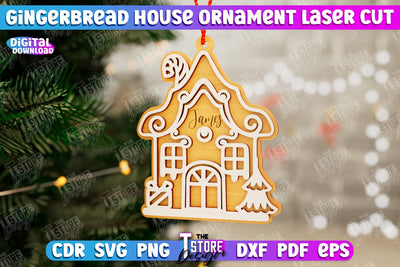 Gingerbread House Ornament | Christmas Decorations | Christmas Tree Toy | CNC File SVG The T Store Design 