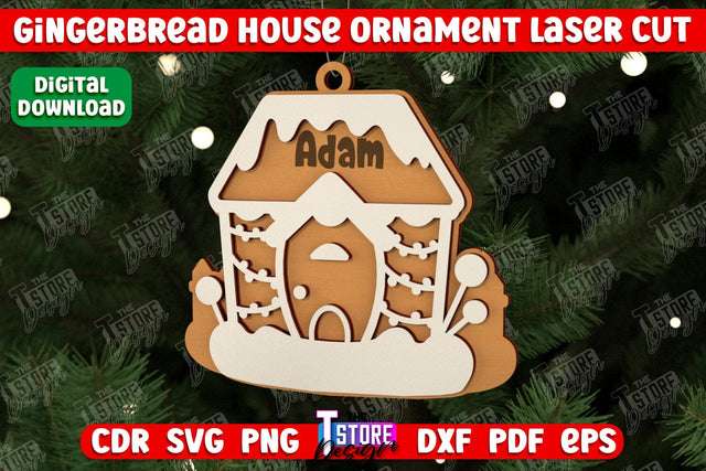 Gingerbread House Ornament | Christmas Decorations | Christmas Tree Toy | CNC File SVG The T Store Design 