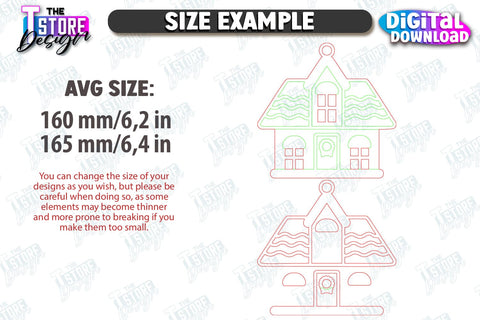Gingerbread House Ornament Laser Cut Bundle | Christmas Decorations | Christmas Tree Toy | CNC Files SVG The T Store Design 