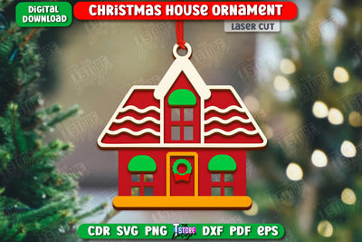 Gingerbread House Ornament Laser Cut | Christmas Decorations | Christmas Tree Toy | CNC File SVG The T Store Design 
