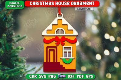 Gingerbread House Ornament Laser Cut | Christmas Decorations | Christmas Tree Toy | CNC File SVG The T Store Design 