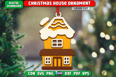 Gingerbread House Ornament Laser Cut | Christmas Decorations | Christmas Tree Toy | CNC File SVG The T Store Design 