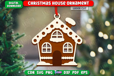 Gingerbread House Ornament Laser Cut | Christmas Decorations | Christmas Tree Toy | CNC File SVG The T Store Design 