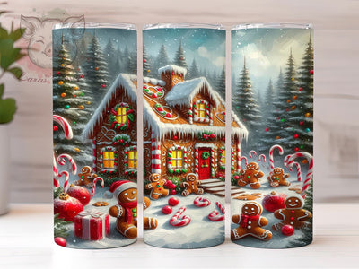 Gingerbread House Peppermint Forest 20 oz Skinny Tumbler Sublimation Design, Straight & Tapered Tumbler Png, Gingerbread Tumbler Png, Digital Download PNG Sublimation Lara' s Designs 