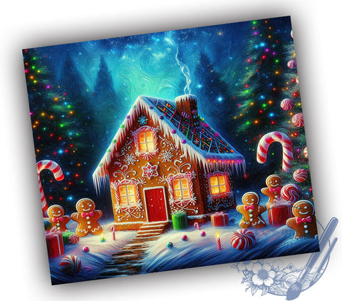 Gingerbread House Peppermint Forest 20oz Skinny Tumbler PNG, Gingerbread Tumbler Sublimation Wrap, Straight & Tapered Tumbler Wrap, Instant Digital Download Sublimation ToriDesigns 