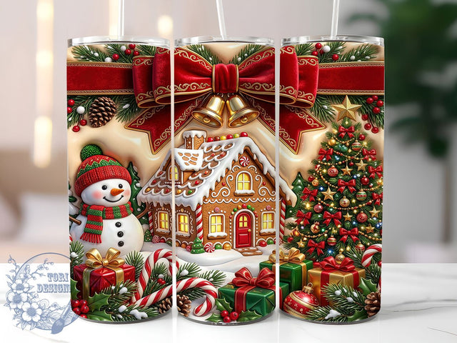 Gingerbread House Snowman 20oz Tumbler, Gingerbread Snowman, Gingerbread House, Christmas Snowman, Snowman Tumbler, Gingerbread PNG, House Snowman PNG, 20oz Tumbler Wrap Sublimation ToriDesigns 