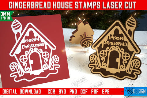 Gingerbread House Stamp Bundle | Christmas Stamp | Christmas Print | Template Stamp | CNC Files SVG Fly Design 