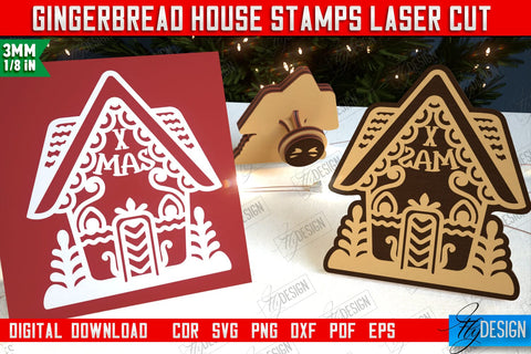 Gingerbread House Stamp Bundle | Christmas Stamp | Christmas Print | Template Stamp | CNC Files SVG Fly Design 