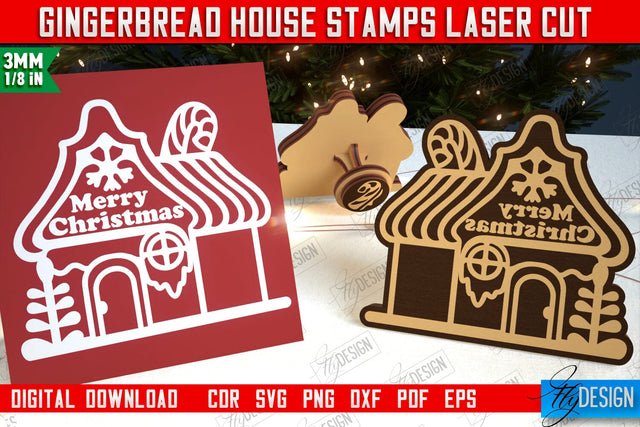 Gingerbread House Stamp | Christmas Stamp | Christmas Print | Template Stamp | CNC File SVG Fly Design 