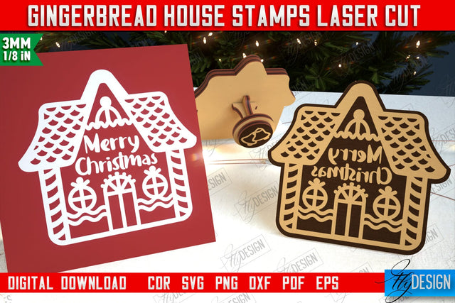 Gingerbread House Stamp | Christmas Stamp | Christmas Print | Template Stamp | CNC File SVG Fly Design 