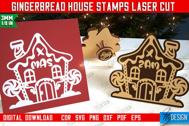 Gingerbread House Stamp | Christmas Stamp | Christmas Print | Template Stamp | CNC File SVG Fly Design 