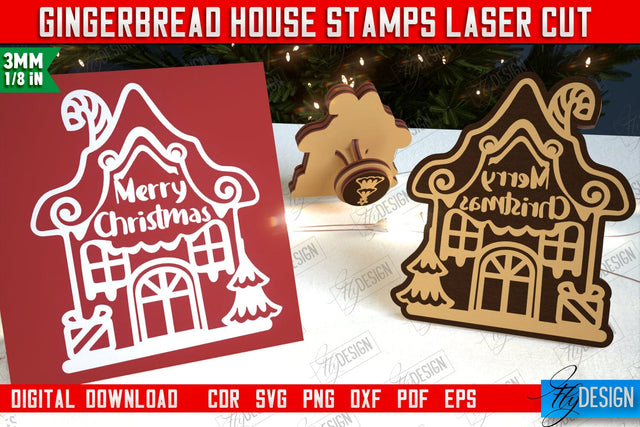 Gingerbread House Stamp | Christmas Stamp | Christmas Print | Template Stamp | CNC File SVG Fly Design 