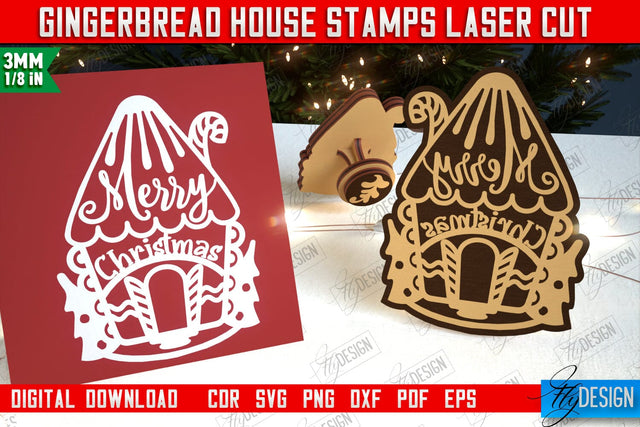 Gingerbread House Stamp | Christmas Stamp | Christmas Print | Template Stamp | CNC File SVG Fly Design 