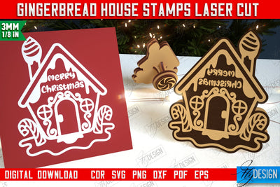 Gingerbread House Stamp | Christmas Stamp | Christmas Print | Template Stamp | CNC File SVG Fly Design 