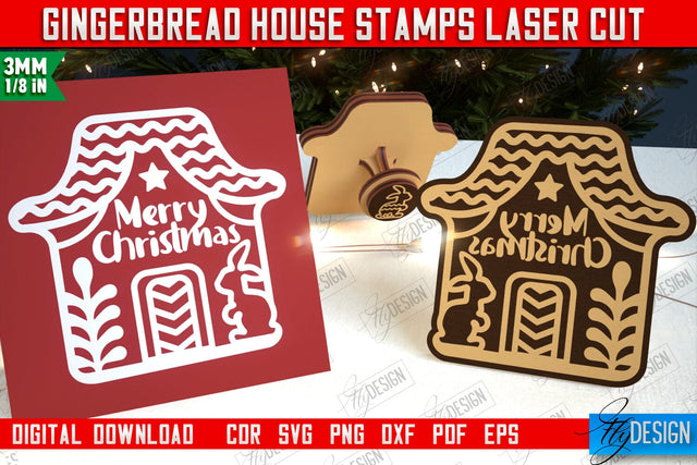 Gingerbread House Stamp | Christmas Stamp | Christmas Print | Template Stamp | CNC File SVG Fly Design 