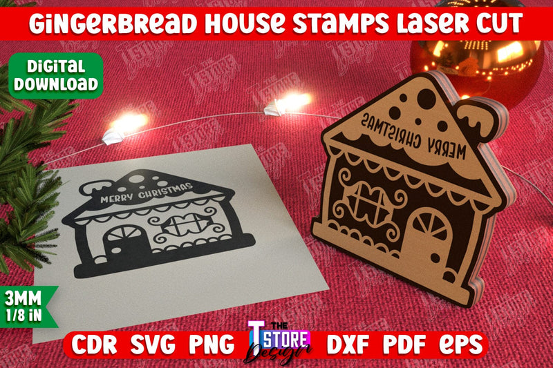 Gingerbread House Stamp | Christmas Stamp | Christmas Print | Template Stamp | CNC File SVG The T Store Design 