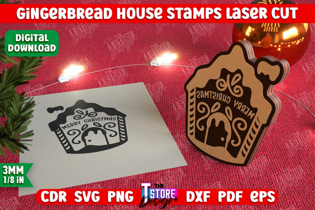 Gingerbread House Stamp | Christmas Stamp | Christmas Print | Template Stamp | CNC File SVG The T Store Design 