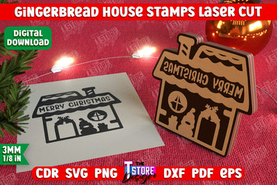 Gingerbread House Stamp | Christmas Stamp | Christmas Print | Template Stamp | CNC File SVG The T Store Design 