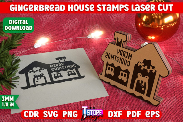 Gingerbread House Stamp | Christmas Stamp | Christmas Print | Template Stamp | CNC File SVG The T Store Design 