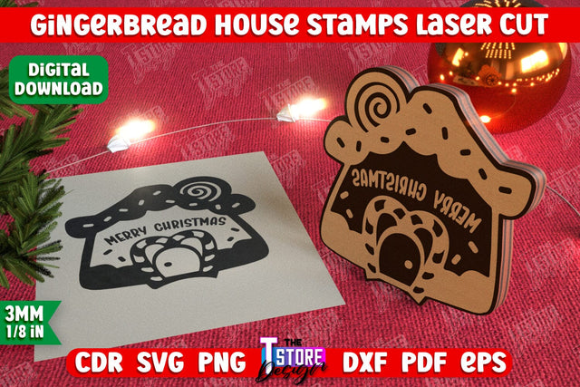 Gingerbread House Stamp | Christmas Stamp | Christmas Print | Template Stamp | CNC File SVG The T Store Design 