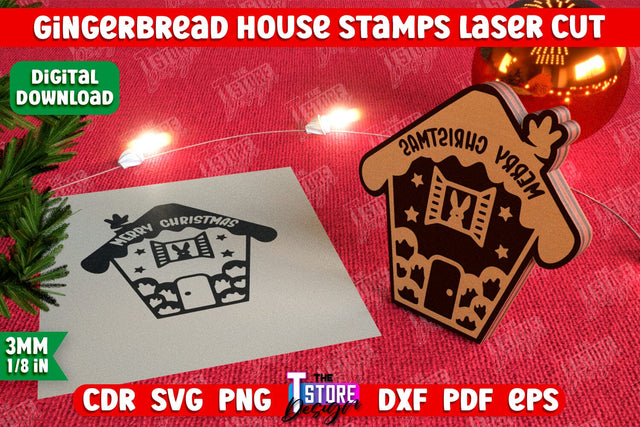 Gingerbread House Stamp | Christmas Stamp | Christmas Print | Template Stamp | CNC File SVG The T Store Design 