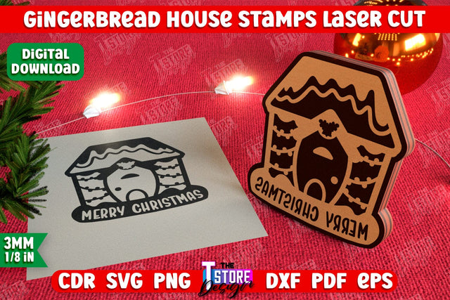 Gingerbread House Stamp | Christmas Stamp | Christmas Print | Template Stamp | CNC File SVG The T Store Design 