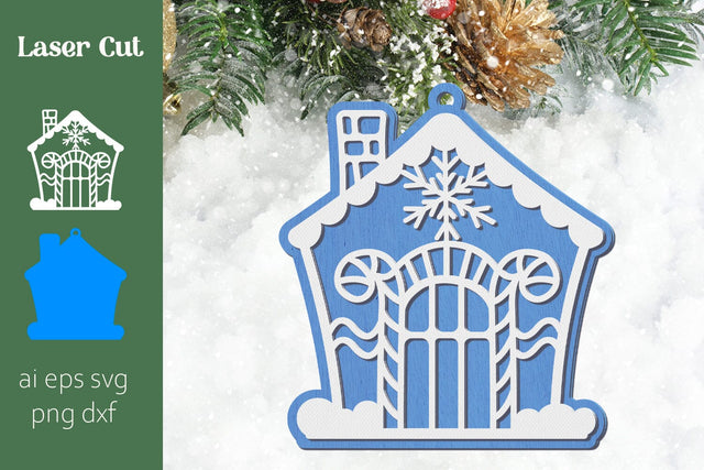 Gingerbread house svg, Christmas decoration laser cut SVG AnastasiyaArtDesign 