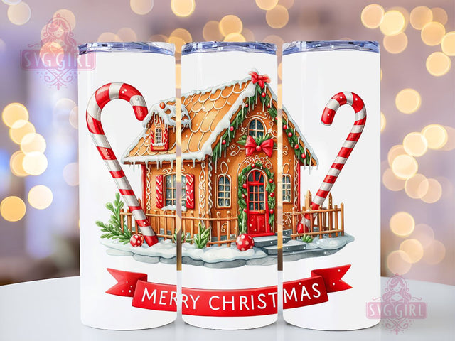 Gingerbread House Tumbler, Candy Gingerbread House, 20 0z Tumbler wrap, Candy Christmas Sublimation SvggirlplusArt 