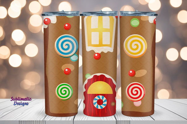 Gingerbread House Tumbler Wrap 20 oz | 20 oz Skinny Tumbler Wrap Sublimation Christmas Design Sublimation Sublimatiz Designs 