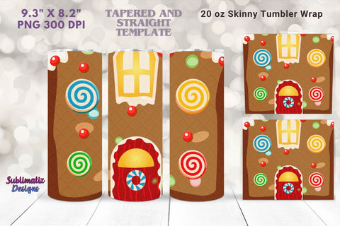 Gingerbread House Tumbler Wrap 20 oz | 20 oz Skinny Tumbler Wrap Sublimation Christmas Design Sublimation Sublimatiz Designs 